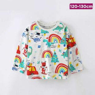 Boys’ Cotton Long Sleeve T-Shirt with Festive Fun Design