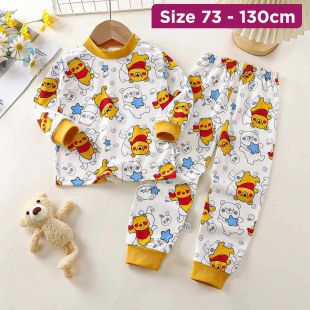 Cotton Pajama Set with Pooh Design for Kids