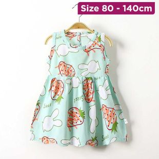 Fruit Green Heart Small Rabbit Summer Cotton Dress