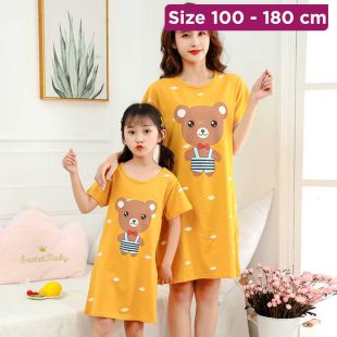 Cotton Sleep Dress with Panda Design for Girls