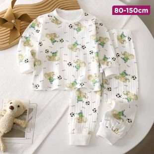 Cotton Kids Pajamas Set with Elephants and Soccer Print