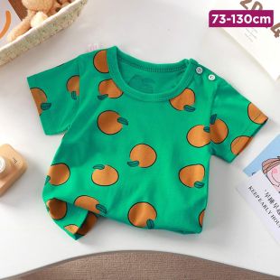Cotton Short Sleeve T-Shirt with Orange Design for Kids