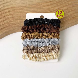 Elegant Satin Hair Tie for Women - 12 Pcs