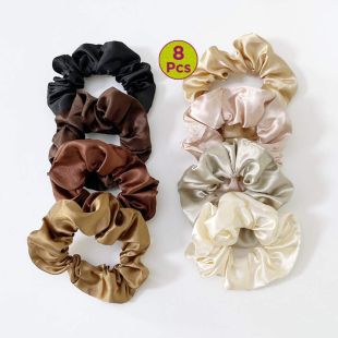Satin Hair Tie Set for Women - 8 Pcs