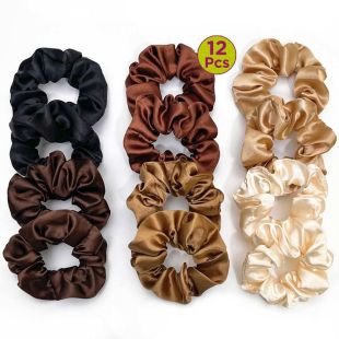 Satin Hair Tie Set for Women - 12 Pcs