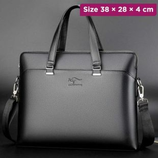 PU Leather Business Handbag with Shoulder Strap + Wallet - 38 × 28 × 4 cm