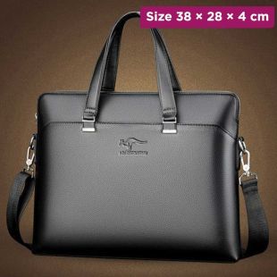 PU Leather Business Handbag with Shoulder Strap - 38 × 28 × 4 cm