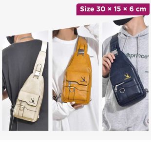 PU Leather Crossbody Chest Bag - 30 × 15 × 6 cm