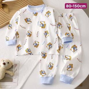 Cotton Kids Pajamas Set with Construction Cars Print