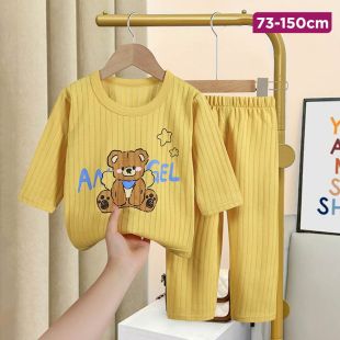 Yellow Bear Summer Cotton Pajama Suit for Girls