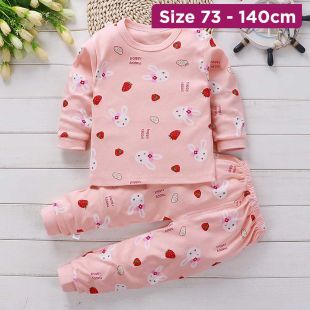 White Rabbit Cotton Autumn Pajama Set for Kids