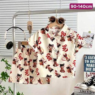 Short Sleeves Korean Nezha Design Set For Boys