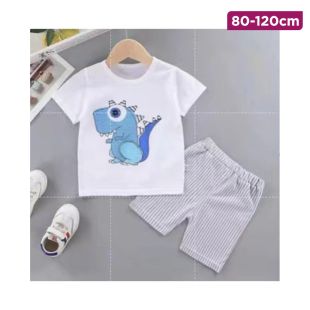 Children’s Cotton Summer T-shirt and Shorts Set with Tiny Rex Design