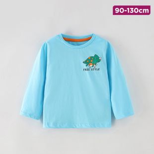 Boys’ Cotton Long Sleeve T-Shirt with Free Dino Design