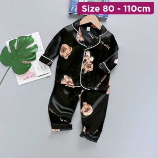 Children’s Long Sleeve Pajama Set with Space Bear Design