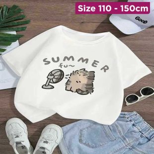 Girls Cotton T-Shirt with Summer Fun Design
