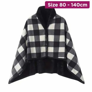 Opulent Buttoned Plaid Fleece Wrap for Women