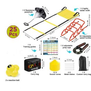 25 Pcs Complete Agility Training Set with Dual Storage Bags