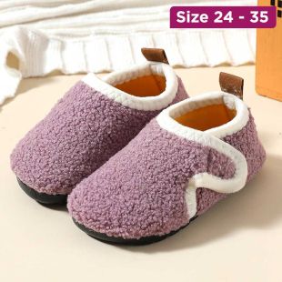 Kids Velvet-Lined Anti-Slip Soft Sole Indoor Cotton Slippers