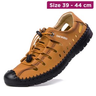 Hollowed Breathable Leather Sandals for Men