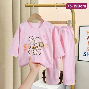 Star Rabbit Summer Cotton Pajama Suit for Girls