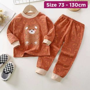 Cotton Pajama Set with Bears Prints for Boys