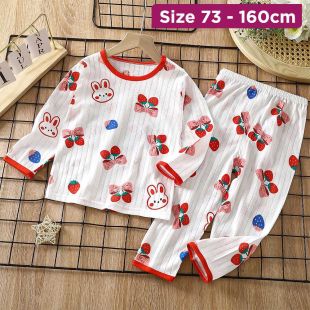 Butterfly Strawberry Long-Sleeve Cotton Pajama For Boys and Girls