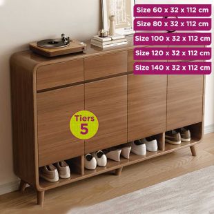 5-Tier Wooden Shoe Organizer with Drawers