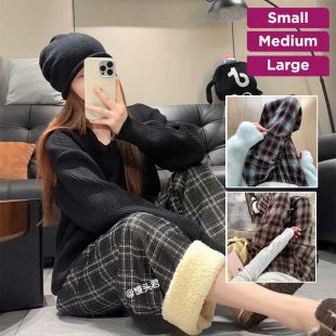 High Waist Patterned Lined Winter Trousers For Women