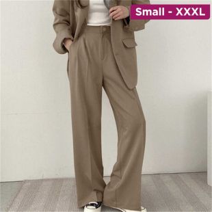 Elegant Classic Autumn Trousers With High Waist and Loose Fit For Women