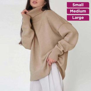 Loose High Neck Knit Pullover For Women
