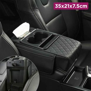 Car Armrest Pad with Storage and Cup Holders