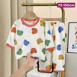 Colored Bear Summer Cotton Pajama Suit for Girls
