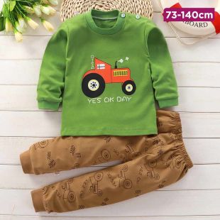 Tractor Cotton Autumn Pajama Set for Kids