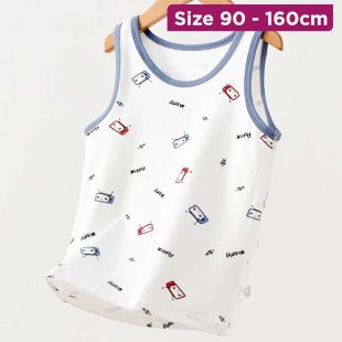 Boys Cotton Undershirt with Robot Design