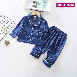 Children’s Long Sleeve Pajama Set with Bear Design