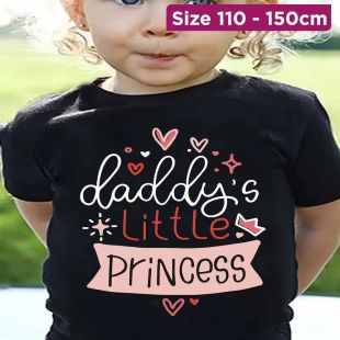 Girls Cotton T-Shirt with Daddy's Little Princess Design