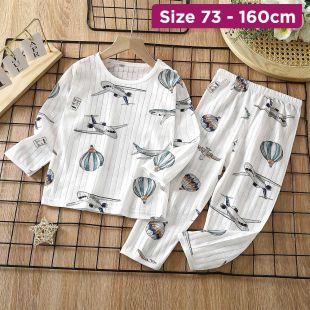 Aircraft Long-Sleeve Cotton Pajama For Boys and Girls