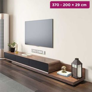  Wooden Retractable TV Cabinet with Drawers 370-200 × 29 cm