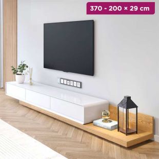 Extendable Wooden TV Cabinet with Drawers - 370-200 × 29 cm