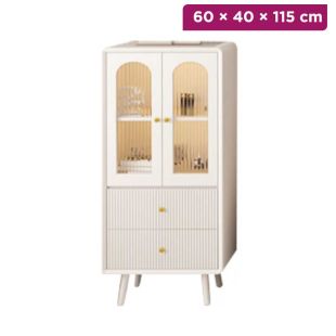 Wooden Organizer with Double Doors and 2 Bottom Drawers - 60 × 40 × 115 cm