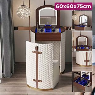 Makeup Table With Chair And Foldable LED Lighting - 60 × 60 × 75 cm