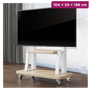 Adjustable TV Base with Wheels and 2 Shelves - 104 × 54 × 198 cm