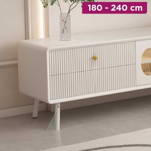 Wooden TV Cabinet with Drawers and Transparent Doors