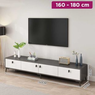 Wooden TV Table with Doors and Internal Organizing Shelves