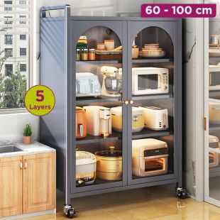 5 Layers Multifunction Metal Cabinet with Doors and Wheels