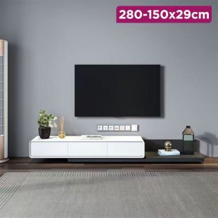 Retractable Wooden TV Cabinet with 3 Drawers 280-150 × 29 cm