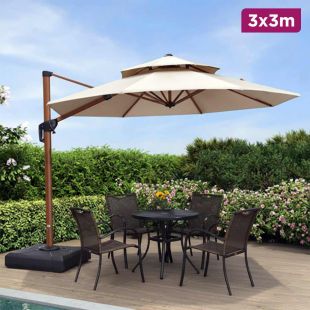 Luxury Outdoor Umbrella Aluminum Frame & Base - 3 x 3 m