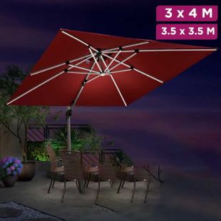 Square Outdoor Umbrella with Solar LED & Base