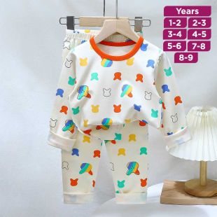 Rabbits Pure Cotton Long Sleeved Pajama Set for Boys and Girls